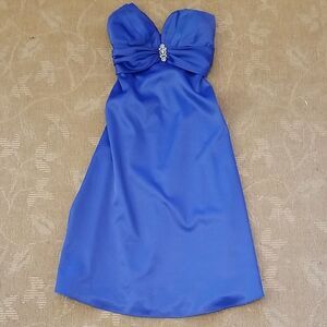 INY Royal Blue Strapless Cocktail Dress Sweetheart Rhinestone Prom Wedding M 8